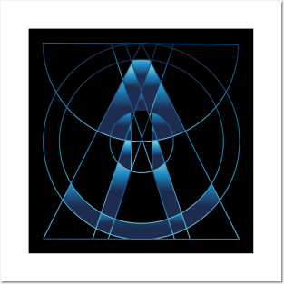 Blue spaceship Galaxy space geometric Posters and Art